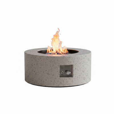 Outdoor Fire Pit Table Gas Fire Pits, 30 In. round Firepit Table, 50,000 BTU Fire Table for Patio, White with Black Dots