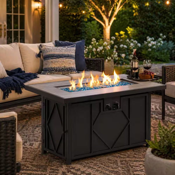 42 In. 60,000BTU Fire Pit Propane Gas Fire Pit Table Rectangular Tabletop